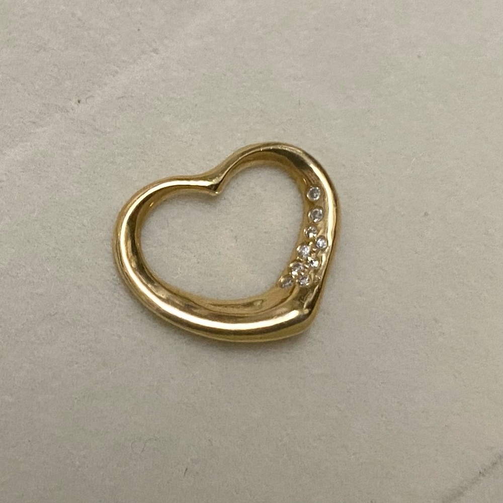 18k open heart Elsa Peretti diamond pendant vintage